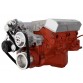 CHEVY SBC 283 350 400 SMALL BLOCK SERPENTINE CONVERSION - ALTERNATOR, AC - AIR AND LONG WATER PUMP MID MOUNT POLISHED FINISH