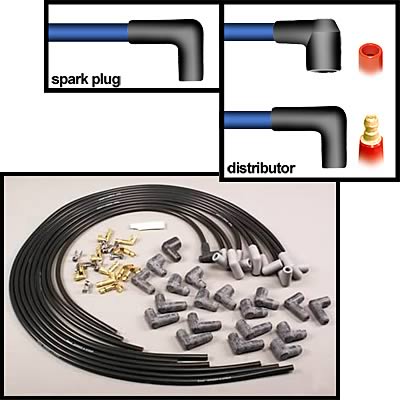 HEI Distributor With Black Plug Wires For Ford Inline 6 Cylinder Engines (170, 200, 250ci) 1964-1983 - USA Made